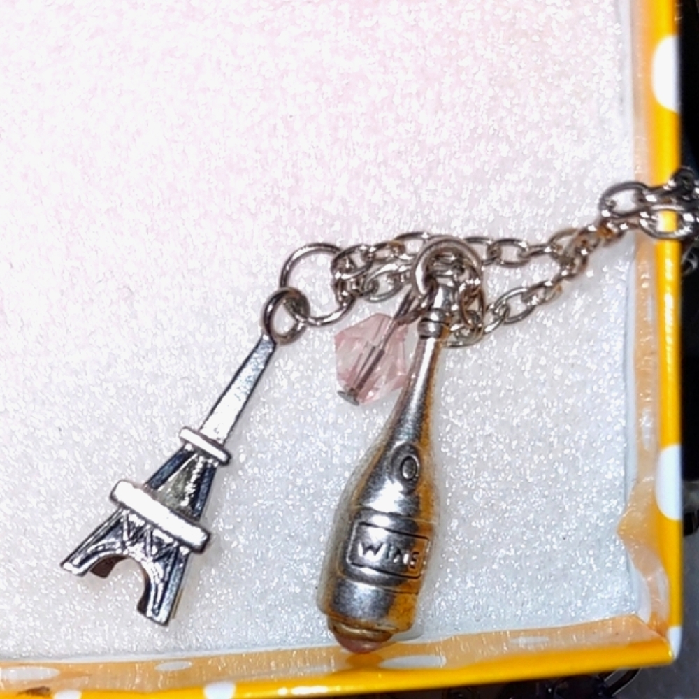 Eiffel Tower & Wine Bottle Necklace